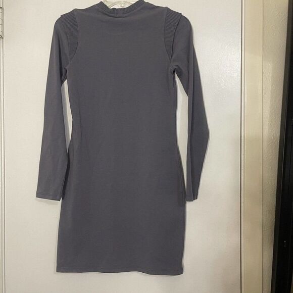 NEW! MONROW long sleeve gray knit bodycon mini dress size SMALL - Picture 5 of 5